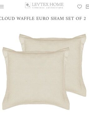 Levtex Cloud Waffle Euro Sham Set in Cream - Set of 2 100% cotton 💛